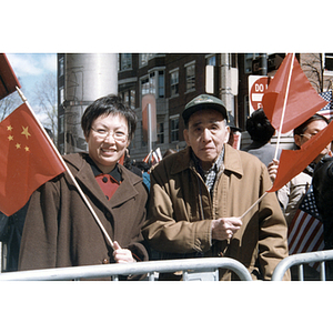 Protestors with flags