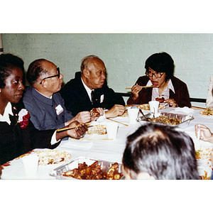 Guests eating at CPA reception for Youxie delegation