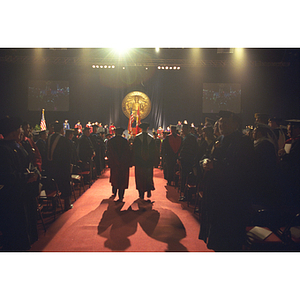 Richard Freeland processes down the aisle for his inauguration ceremony as Northeastern University president