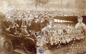 Postcard of the 1912 Boston Red Sox and a crowd celebrating their World Series victory, Boston, Mass., 1912