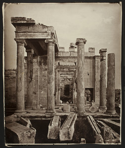 Classical Greek building with four columns in front