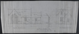 Front Elevation and End Elevation Toward House, Drawings for Garage for Francis H. Dewey, Esq., Worcester, Mass., undated