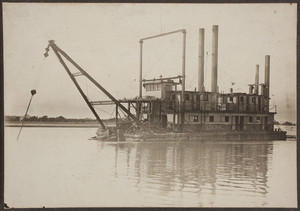 A view of the dredge Federal at work during the construction of the Cape Cod Canal