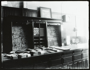 Interior view of City Ticket Office, Main Street, Worcester, Mass., undated