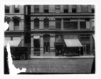 Building #5 Chauncy Street, showing Apollo Chocolates and Thomas A. Brook Co. tailors, street-level view, Boston, Mass.