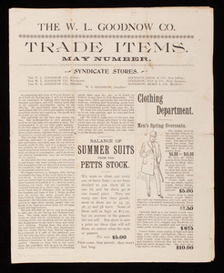Trade items, May number, W.L. Goodnow Co., Keene, New Hampshire