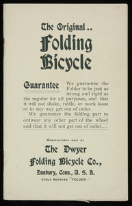 Original folding bicycle, The Dwyer Folding Bicycle Co., Danbury, Connecticut, 1897