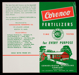 Corenco Fertilizers time tested for every purpose, Consolidated Rendering Company, 178 Atlantic Avenue, Boston, Mass.