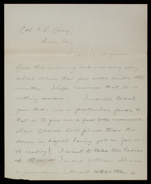 Henry E. Eland to Thomas Lincoln Casey, undated [May 1886]