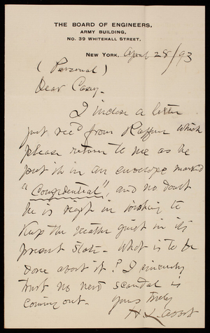 Henry L. Abbot to Thomas Lincoln Casey, April 28, 1893 (1)