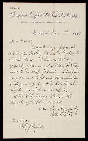 D. C. Houston to Thomas Lincoln Casey, January 26, 1889