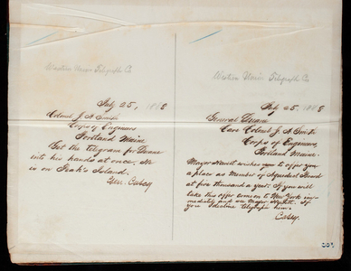 Thomas Lincoln Casey Letterbook (1888-1895), Thomas Lincoln Casey to Colonel J. A. Smith, July 25, 1888; Thomas Lincoln Casey to General [James C.] Duane, July 25, 1888