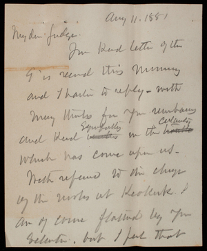Thomas Lincoln Casey to George W. McCrary, August 11, 1881, draft