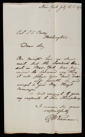 [Charles] E. Kirman to Thomas Lincoln Casey, July 14, 1871