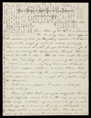 Bernard R. Green to Thomas Lincoln Casey, March 17, 1887