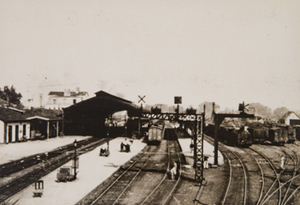 View from above of a railroad station