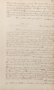 Letter from Mercy Otis Warren to Hannah Winthrop (letterbook copy), August 1774