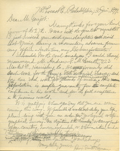 Letter from Benjamin Smith Lyman to Antoine Gaujot