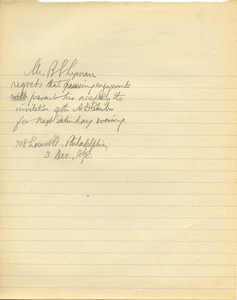Letter from Benjamin Smith Lyman to Alpha Delta Phi Club