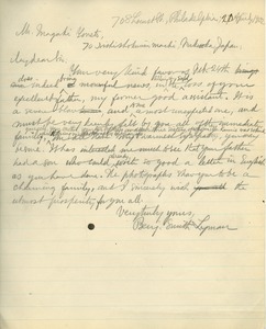Letter from Benjamin Smith Lyman to Inagaki Yoneto