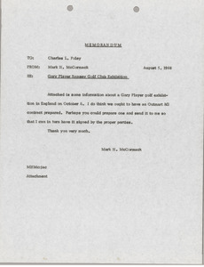 Memorandum from Mark H. McCormack to Charles L. Foley