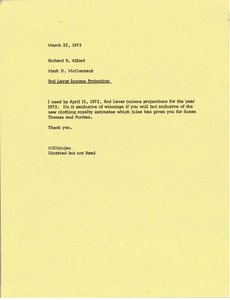 Memorandum from Mark H. McCormack to Richard R. Alford