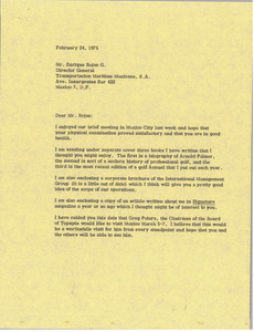 Letter from Mark H. McCormack to Enrique Rojas