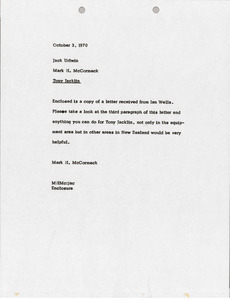 Memorandum from Mark H. McCormack to Jack Urlwin