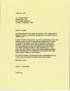 Letter from Mark H. McCormack to Richard Sigler