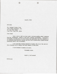 Letter from Mark H. McCormack to Herbert Warren Wind