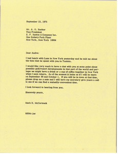 Letter from Mark H. McCormack to A. O. Backar