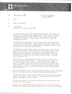 Memorandum from Mark H. McCormack to travel file