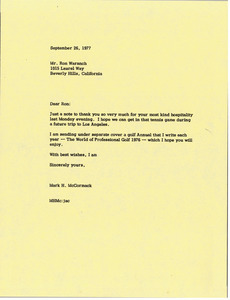 Letter from Mark H. McCormack to Ron Waranch