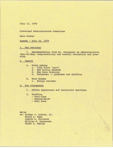 Memorandum from Hans Kramer to Cleveland Administrative Committee