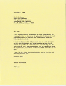 Letter from Mark H. McCormack to W. D. Moore