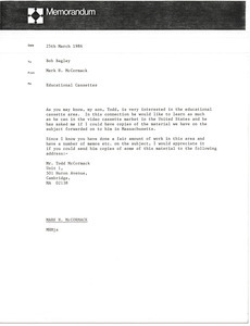 Memorandum from Mark H. McCormack to Bob Bagley