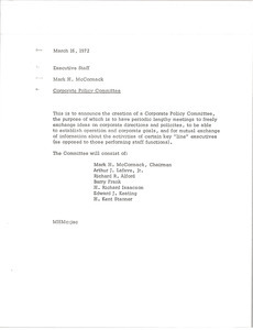 Memorandum from Mark H. McCormack to executive staff