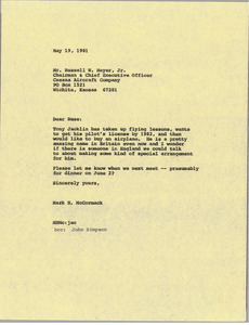 Letter from Mark H. McCormack to Russ Meyer