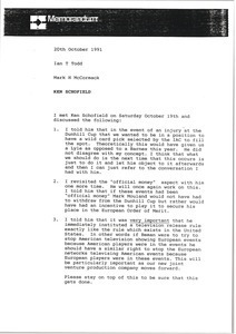 Memorandum from Mark H. McCormack to Ian T. Todd