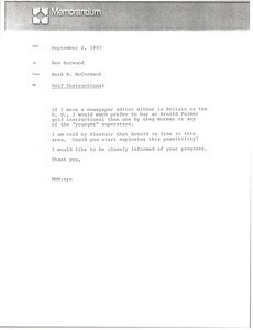 Memorandum from Mark H. McCormack to Bev Norwood