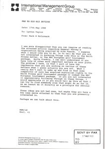 Fax from Mark H. McCormack to Lynton Taylor