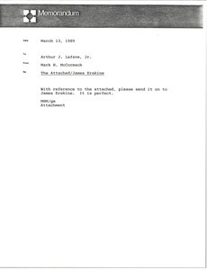 Memorandum from Mark H. McCormack to Arthur J. Lafave