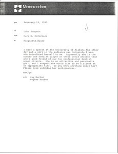 Memorandum from Mark H. McCormack to John Simpson