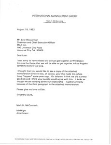 Letter from Mark H. McCormack to Lew Wasserman