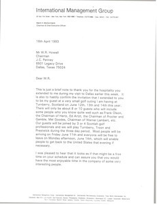 Letter from Mark H. McCormack to W. R. Howell