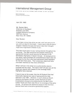 Letter from Mark H. McCormack to Rueben Mark