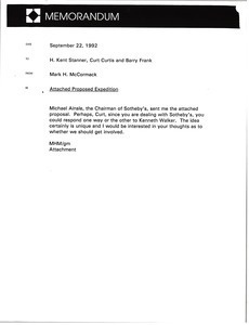 Memorandum from Mark H. McCormack to H. Kent Stanner, Curt Curtis, and Barry Frank
