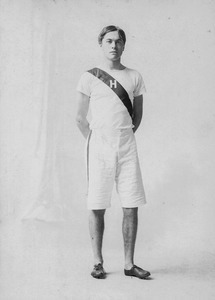 Henry Wilder Foote: studio portrait in Harvard College athletic garb