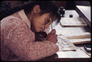 Hsiao Ying Primary School -- girl doing calligraphy