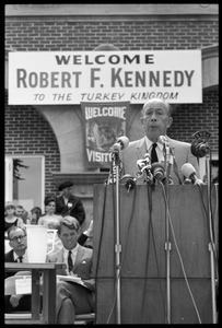 Gov. Karl Rolvaag introducing Robert F. Kennedy at the Turkey Day festivities